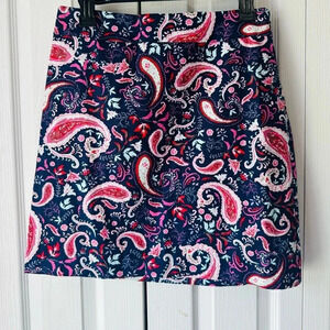 Talbots Paisley Watercolor Canvas A-Line Skirt Size 6 Petite Bold Colors